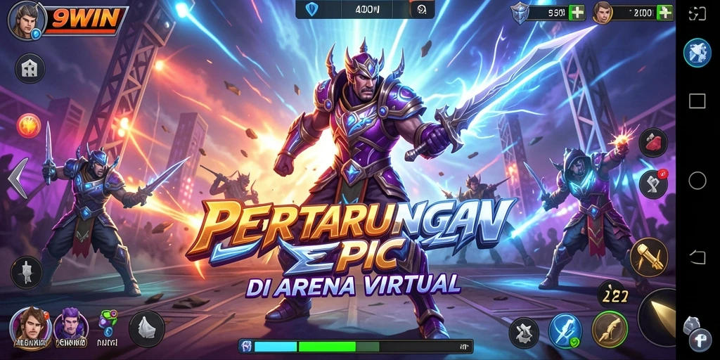 Tampilan gameplay 9WIN dengan karakter yang bertarung dengan seru.