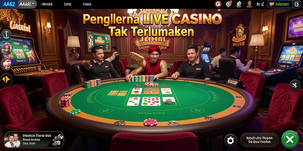 Tangkapan layar gameplay menghadirkan suasana kasino profesional.