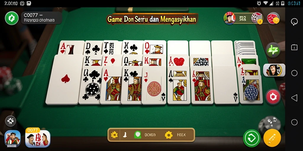 Tampilan gameplay seru C0077 yang menampilkan kartu domino.