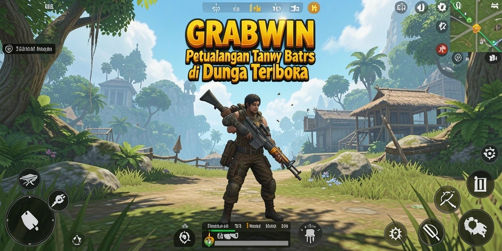 Screenshot permainan <strong>GRABWIN</strong> yang menunjukkan lingkungan Open World yang luas.