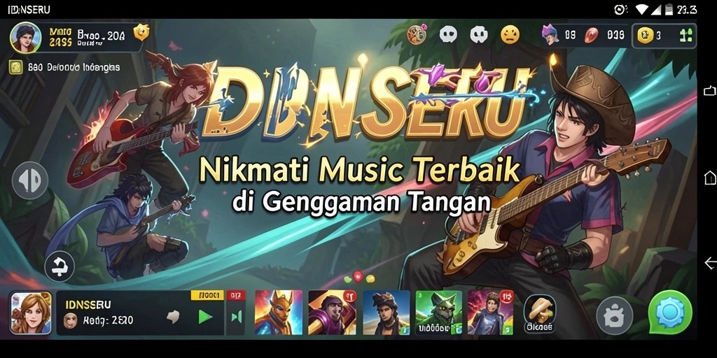 Tampilan gameplay interaktif dari aplikasi IDNSERU yang penuh warna.