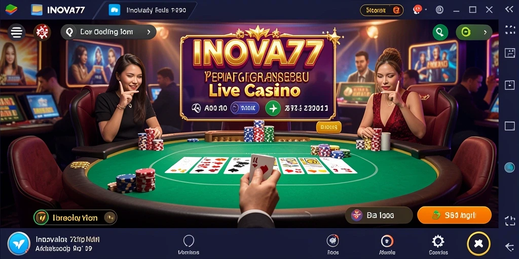 Tangkapan layar INOVA77 menunjukkan dealer profesional dalam permainan Live Casino.