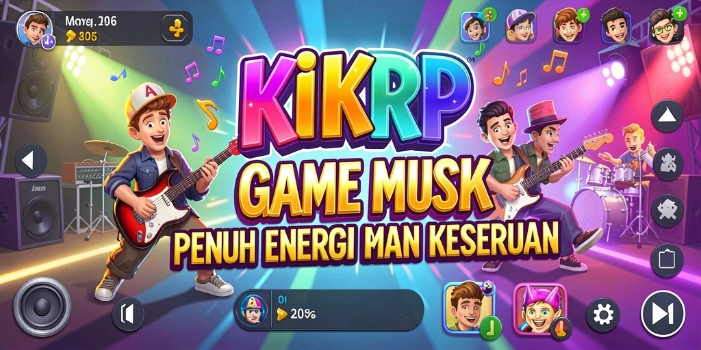 Tampilan gameplay KKRP dengan berbagai tantangan musik yang seru.