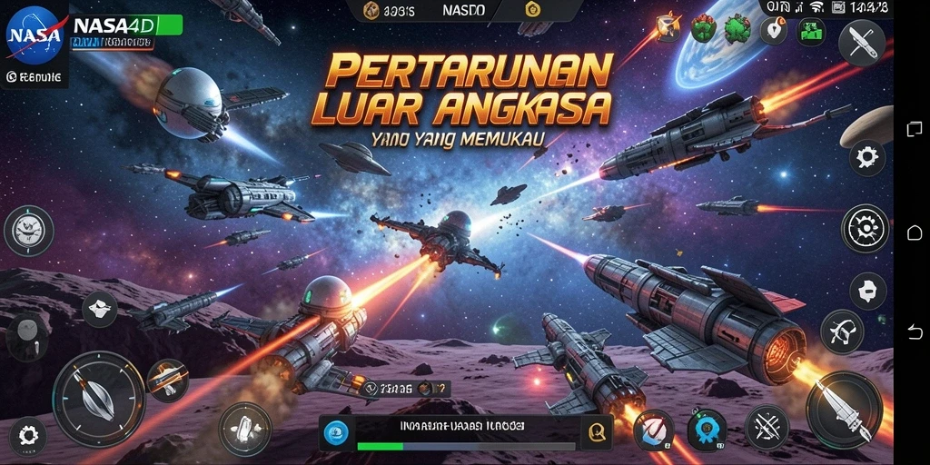 Gameplay NASA4D dengan aksi tembak-menembak yang intens.