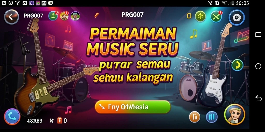 Tampilan gameplay seru PRG007 dengan berbagai lagu menantang.