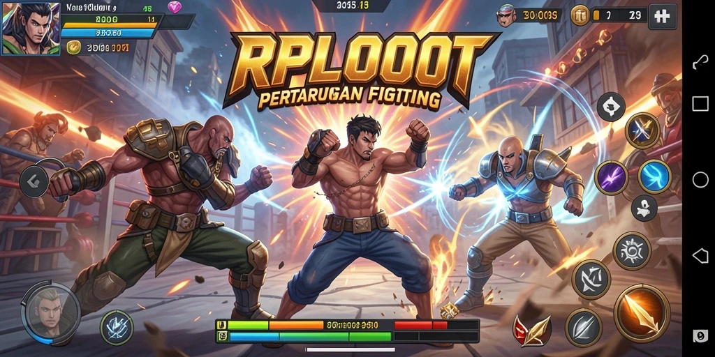 Screenshot gameplay RPLOOT menampilkan pertarungan seru antara karakter yang terampil.