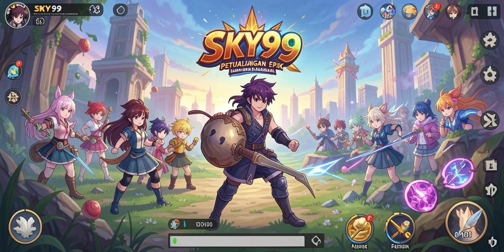 Tampilan gameplay menarik dari karakter Anime dalam SKY99.