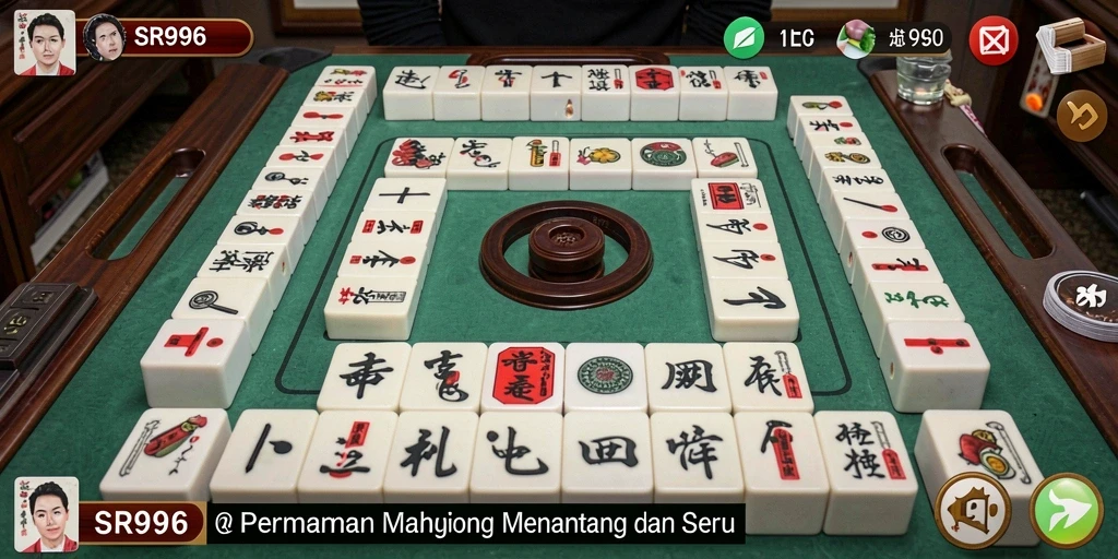 Screenshot SR996 menampilkan gameplay Mahjong yang seru dan menantang.