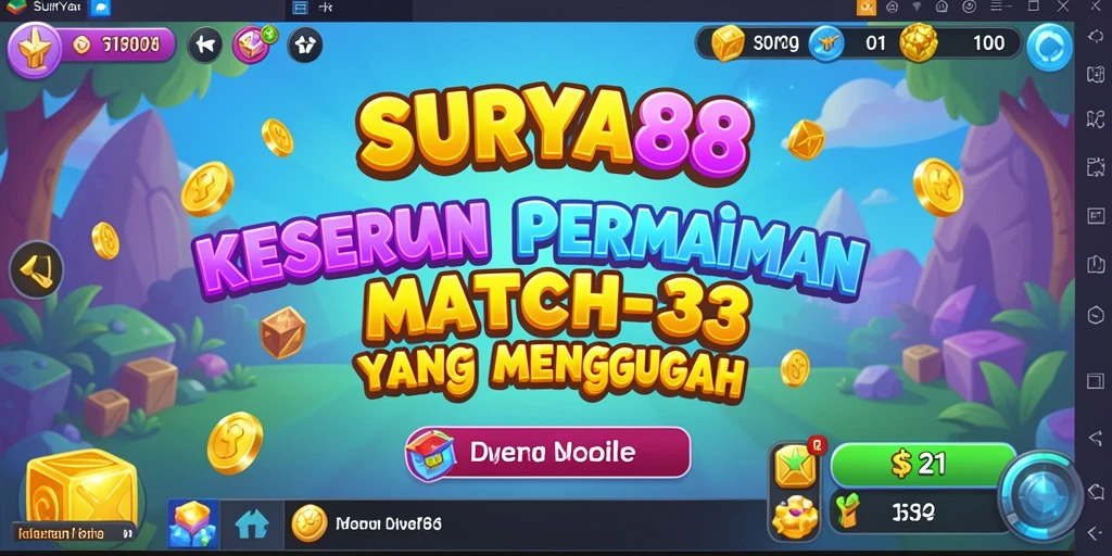 Tampilan seru gameplay Match-3 di SURYA88.