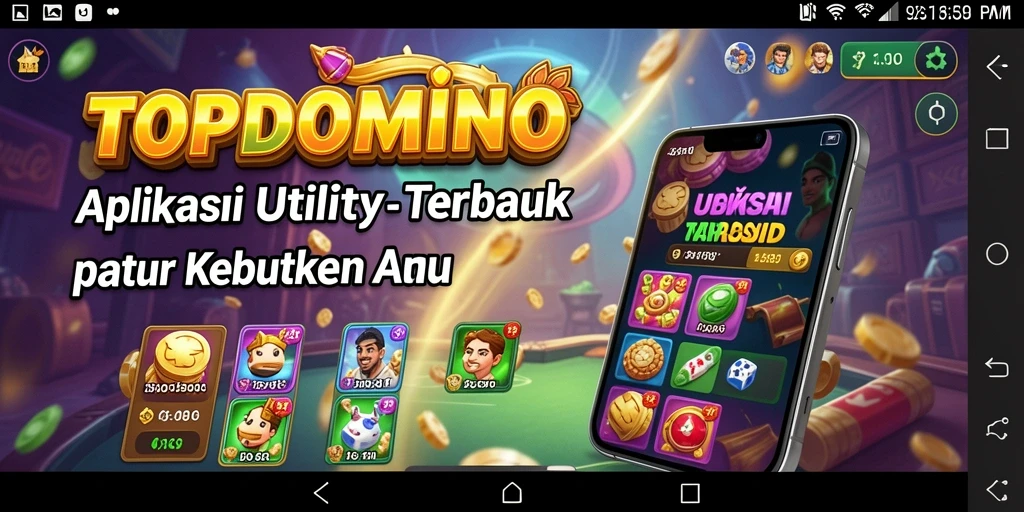 Screenshot utama TOPDOMINO menampilkan antarmuka aplikasi Utility yang intuitif.