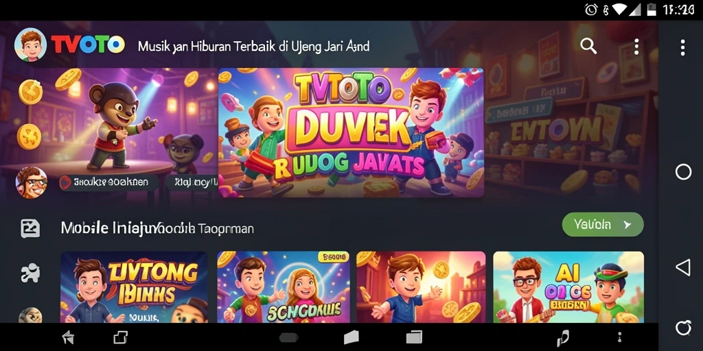 Screenshot gameplay TVTOTO menampilkan antarmuka musik yang menarik.