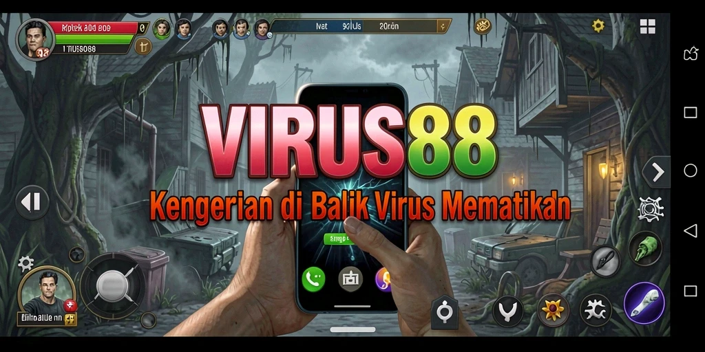 Tampilan gameplay mendebarkan di dunia kengerian VIRUS88.