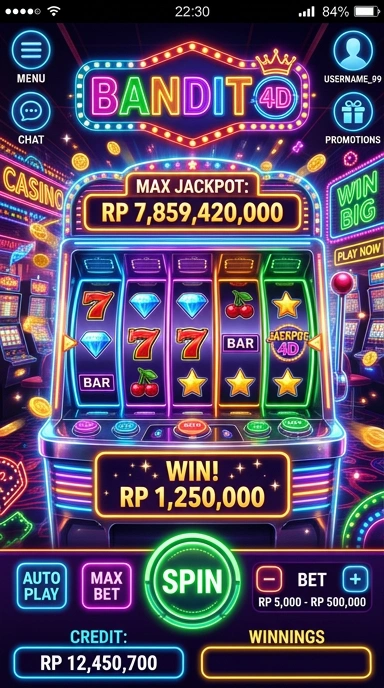 Tampilan antarmuka aplikasi bandit4d yang bersih dan informatif.